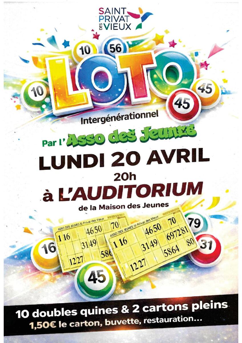LOTO ASSOCIATION DES JEUNES DE SAINT PRIVAT