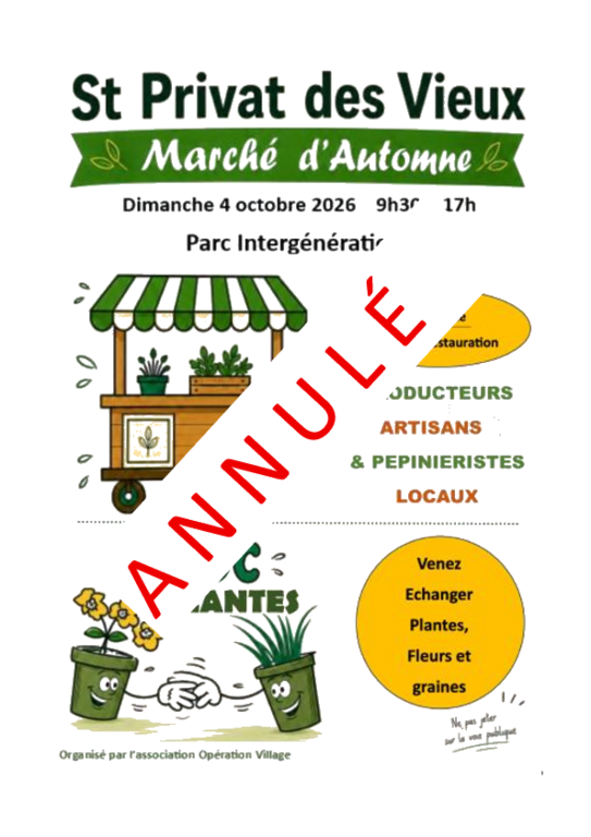 ANNULATION MARCHE D'AUTOMNE 4 OCTOBRE 2026