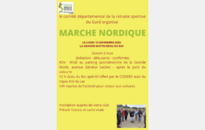 Marche nordique CODERS 30 du 13 novembre 2023